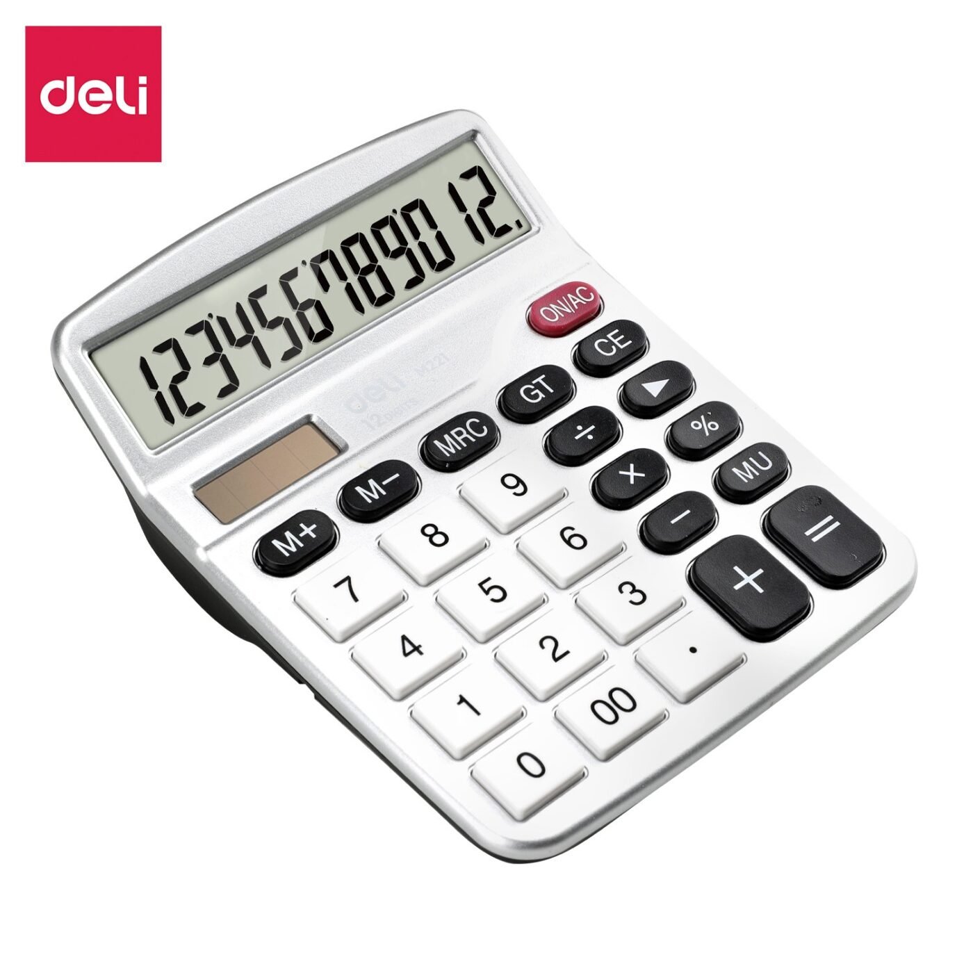 EM221 l (1) ديلي ألة حاسبة مكتبية - بدن بلاستيك - 12 خانة - سماوي - فضي - أخضر - EM221