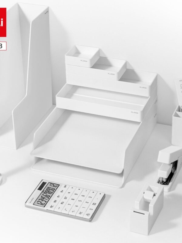 ديلي مجموعة قرطاسية عدة مكتب - مجموعة من 13 قطعة - أبيض - ENS003