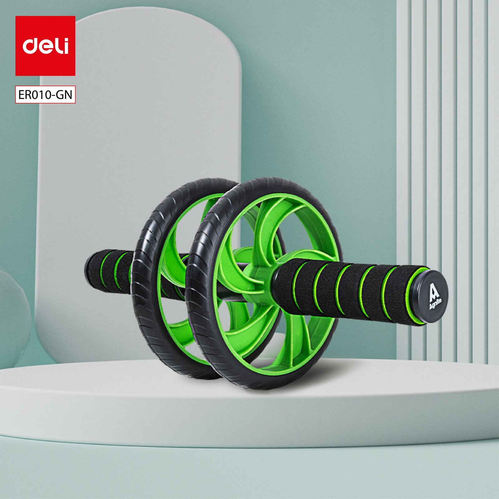 ER010-GN (3) ديلي عجلة تمارين البطن - أداة لفقدان الوزن - 32*14.5*14.5 - أسود - ER010-GN