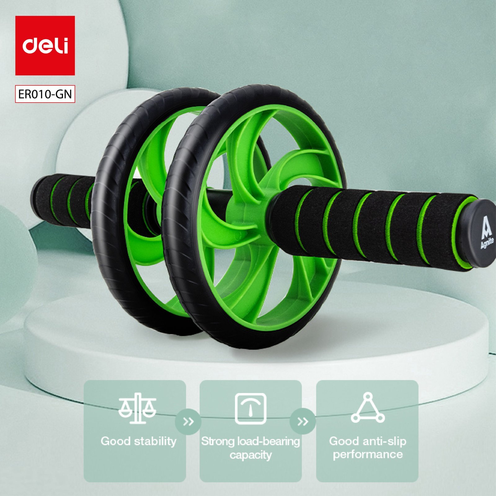 ER010-GN (4) ديلي عجلة تمارين البطن - أداة لفقدان الوزن - 32*14.5*14.5 - أسود - ER010-GN