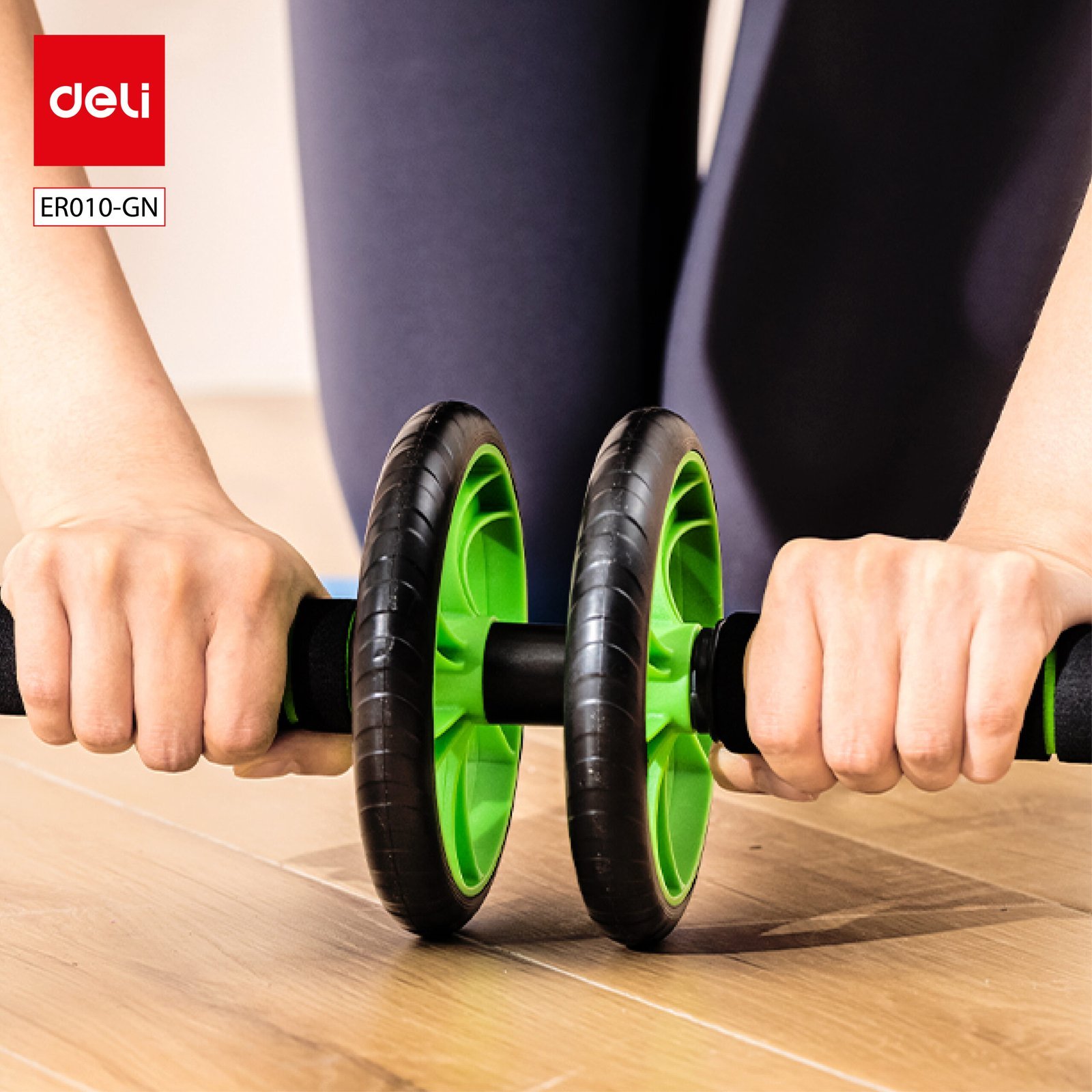 ER010-GN (2) ديلي عجلة تمارين البطن - أداة لفقدان الوزن - 32*14.5*14.5 - أسود - ER010-GN