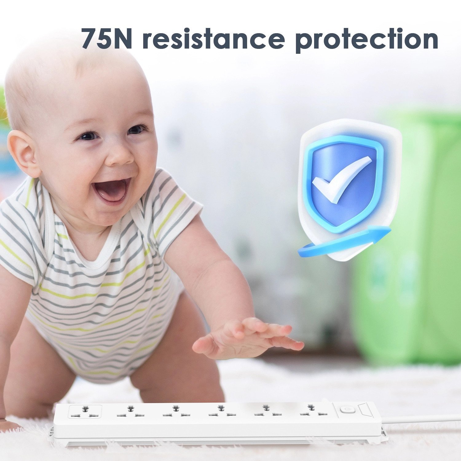 ديلي مسطرة كهرباء - 6 مأخذ - Tayp G (UK) - طول الكبل 5 متر - أبيض - ET406