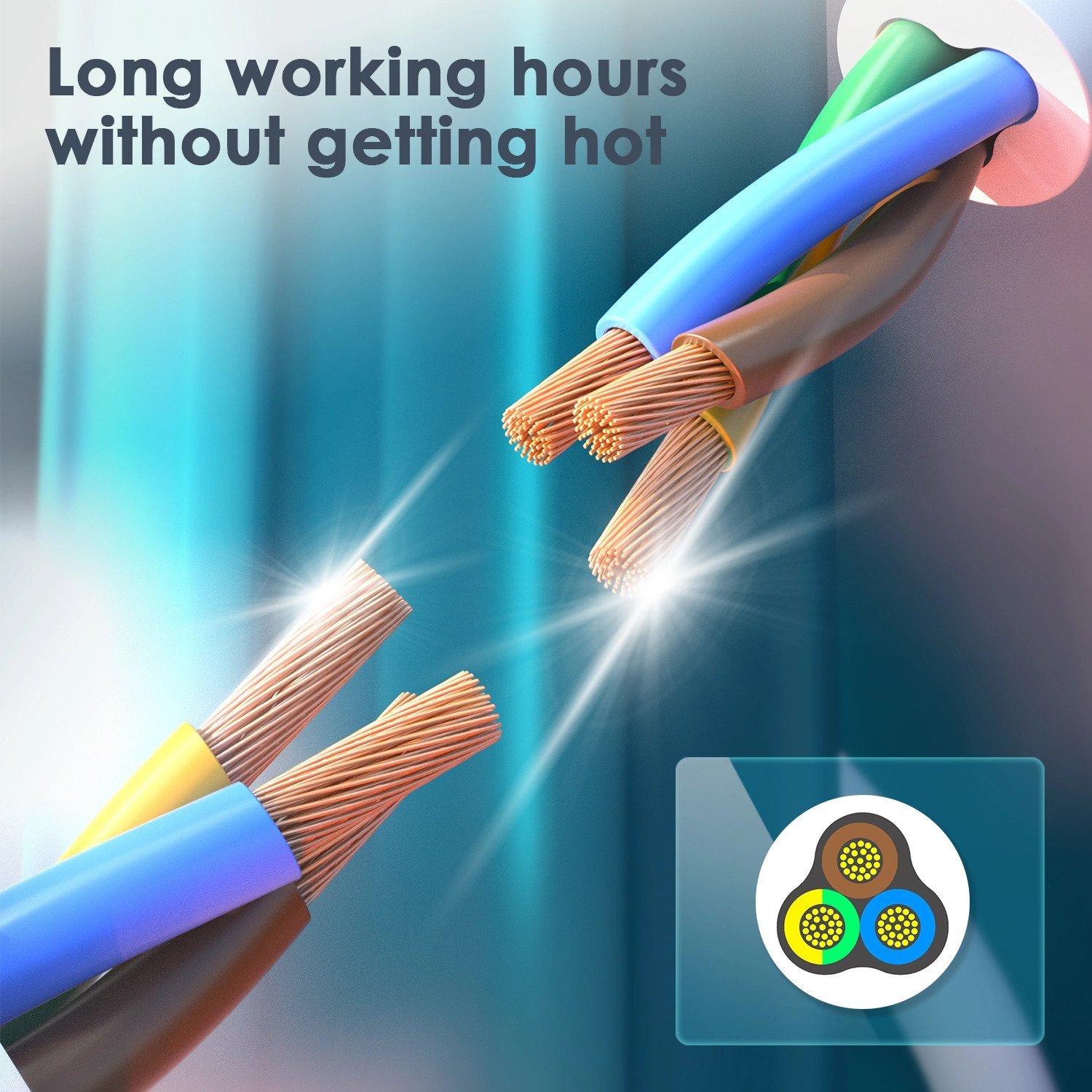 ديلي مسطرة كهرباء - 6 مأخذ - Tayp G (UK) - طول الكبل 5 متر - أبيض - ET406