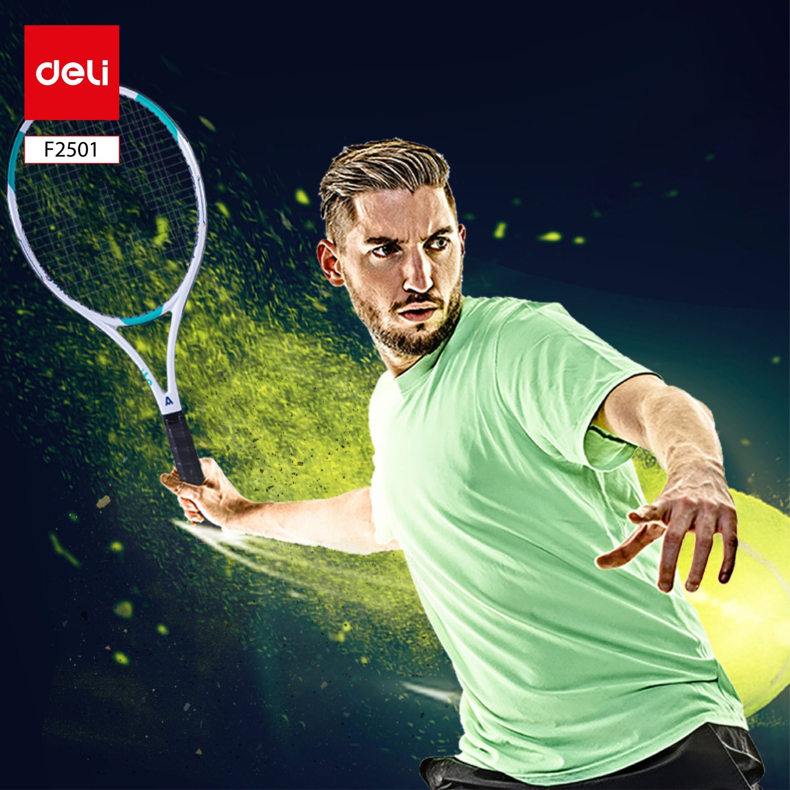 ديلي مضرب تنس - مع ملحقات - ٢٧ بوصة -٥٠±٥ LBS - أبيض - F2501