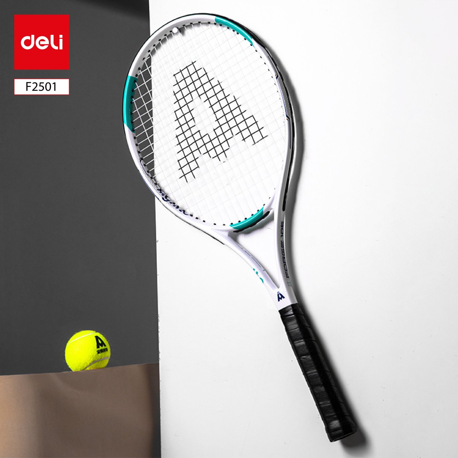 ديلي مضرب تنس - مع ملحقات - ٢٧ بوصة -٥٠±٥ LBS - أبيض - F2501