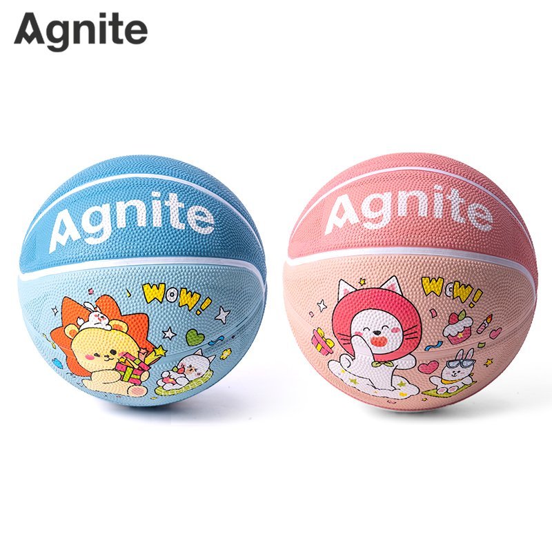 ديلي كرة سلة مطاطية - نمرة 3 - رسومات كرتونية - أزرق ، زهر - FD129