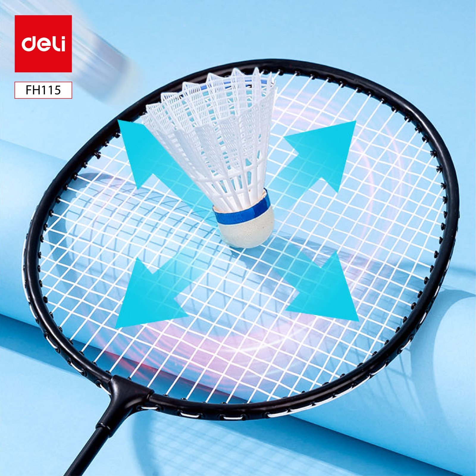 ديلي مضرب تنس الريشة - مجموعة 2 مضرب مع ملحقات - معدن - الطول: 665 مم- أسود - FH115