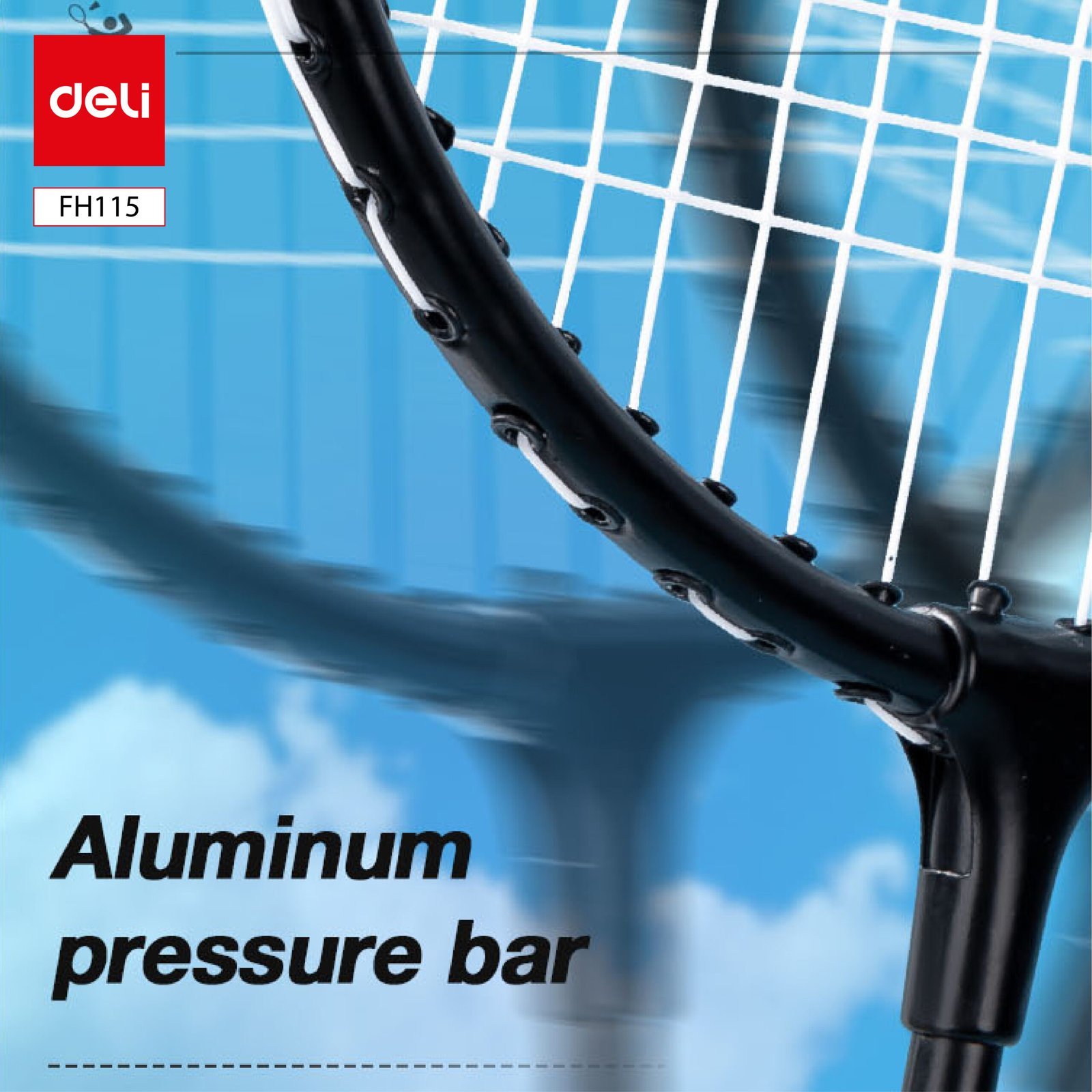 ديلي مضرب تنس الريشة - مجموعة 2 مضرب مع ملحقات - معدن - الطول: 665 مم- أسود - FH115