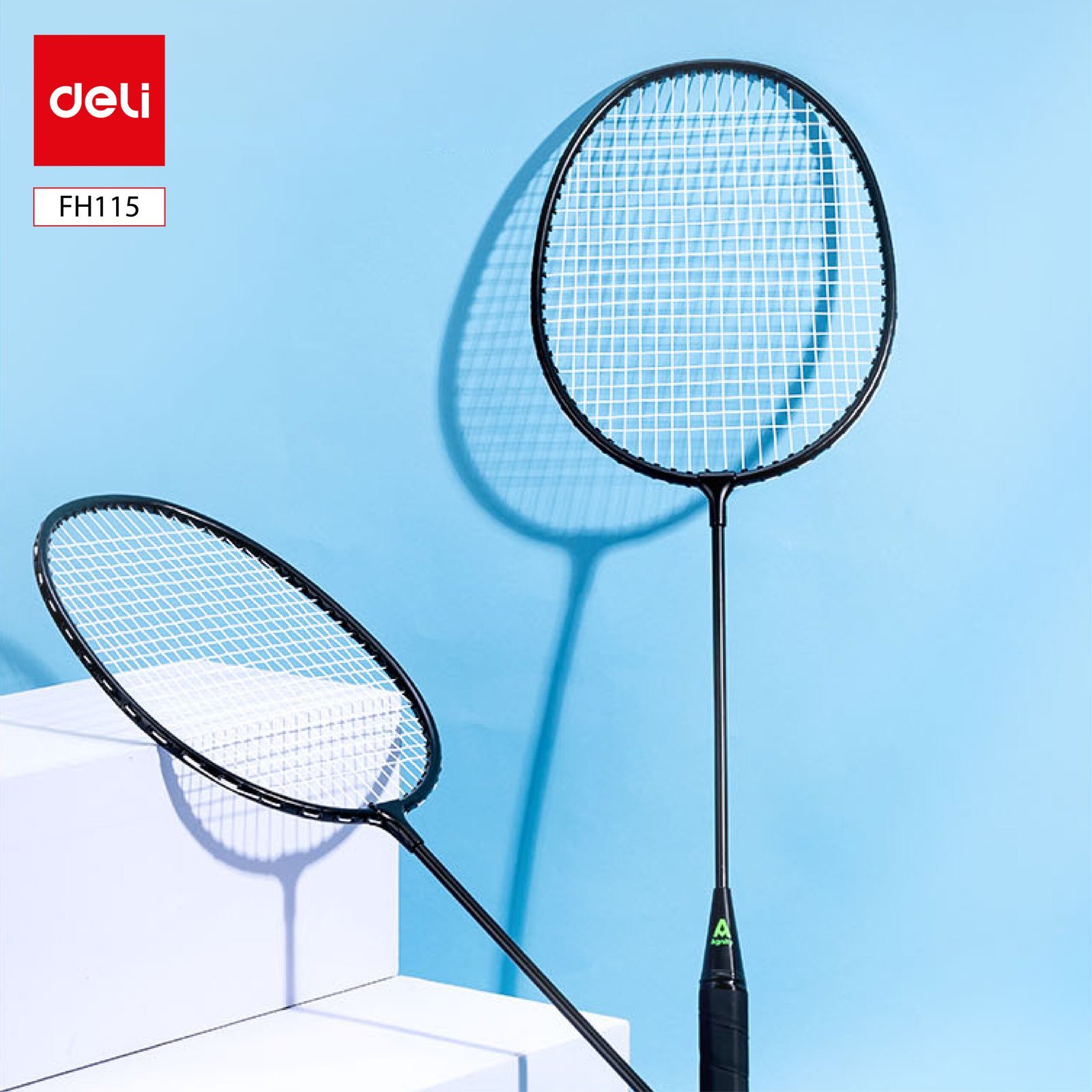 ديلي مضرب تنس الريشة - مجموعة 2 مضرب مع ملحقات - معدن - الطول: 665 مم- أسود - FH115