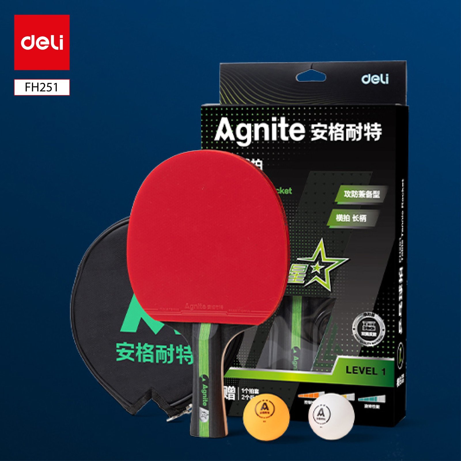 ديلي مضرب تنس الطاولة - مع ملحقات - مع ملحقات - نجمة واحدة - ألوان مختلفة - FH251