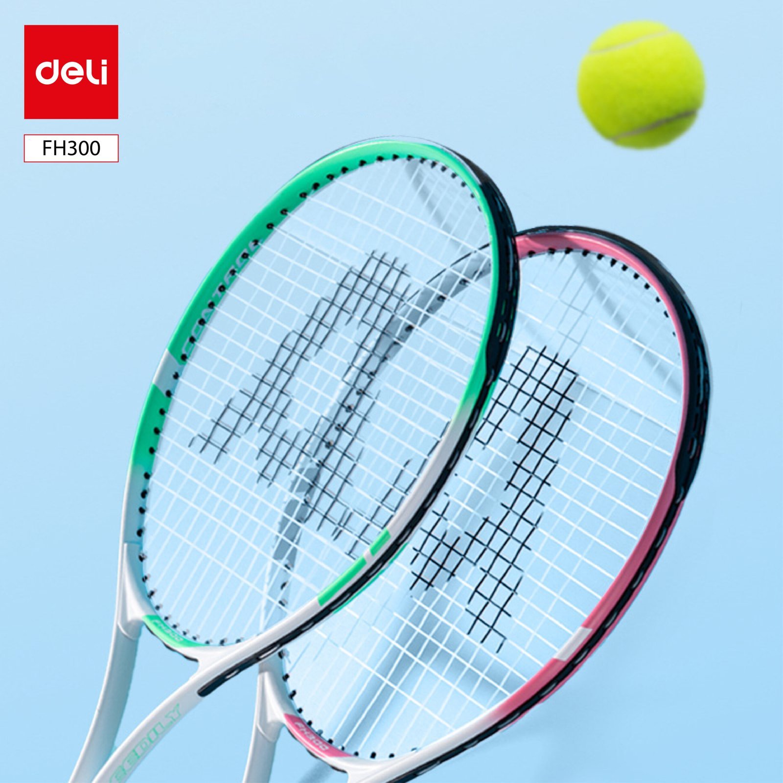 ديلي مضرب تنس - مع ملحقات - ألمنيوم - ألوان مختلفة - FH300