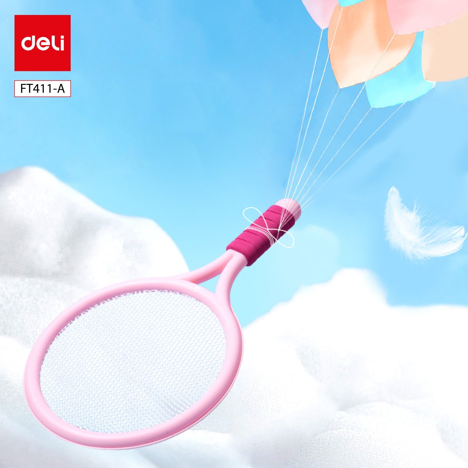 ديلي مضرب تنس الريشة للأطفال - بلاستيك - 470*240*50 مم - أزرق، زهر - FT411-A