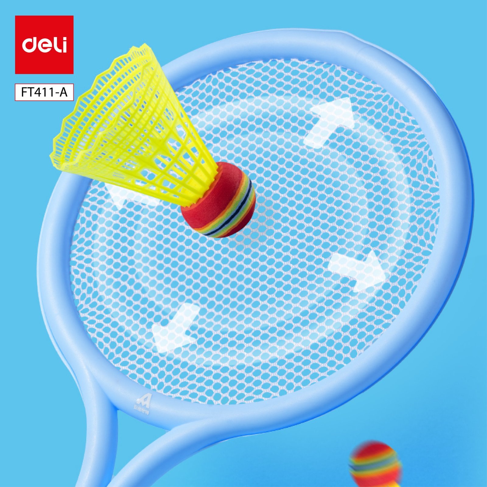 ديلي مضرب تنس الريشة للأطفال - بلاستيك - 470*240*50 مم - أزرق، زهر - FT411-A