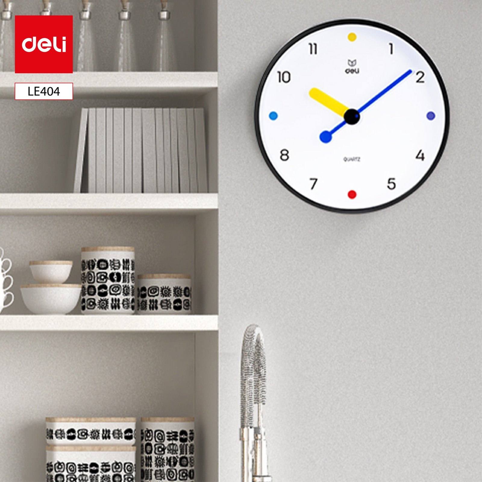 ديلي ساعة جدارية - (285x285x48) ملم - أسود - LE404