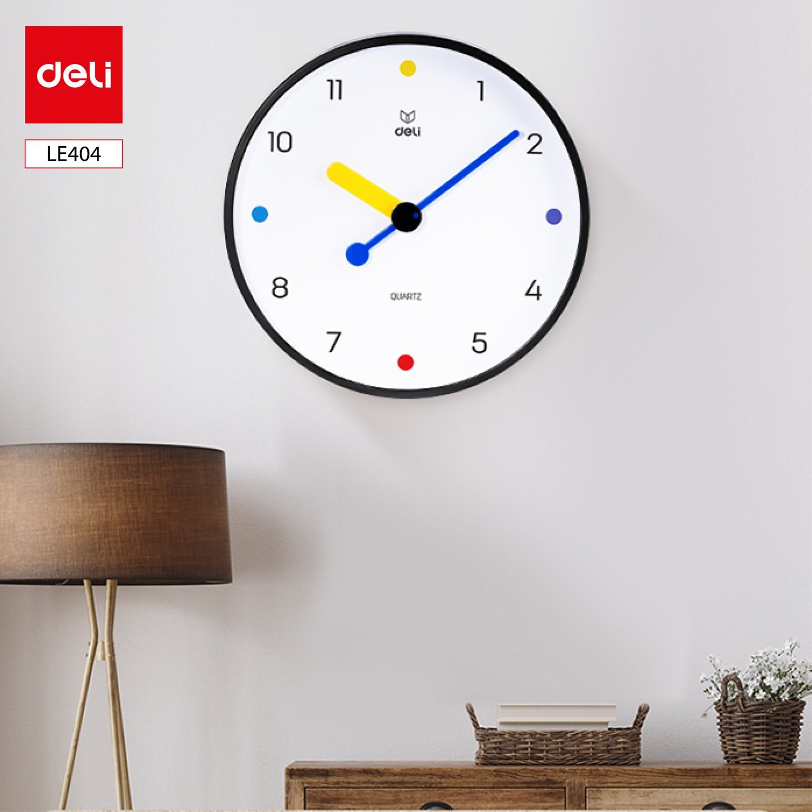 ديلي ساعة جدارية - (285x285x48) ملم - أسود - LE404