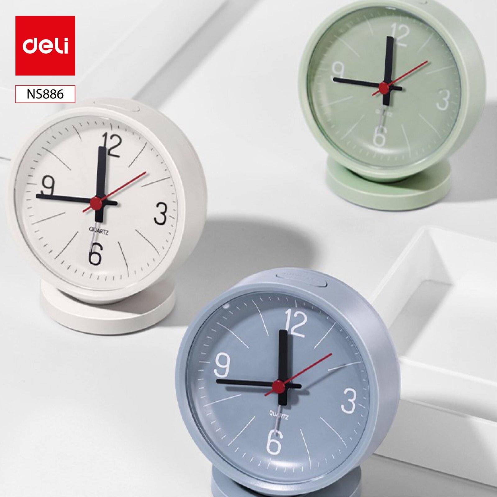 ديلي ساعة منبه - إضاءة خليفة - 96*67*112.5 مم - أبيض/ أزرق/ أخضر - NS886