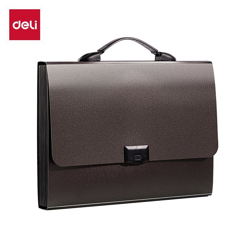 ديلي مصنف أقسام - 13 قسم - قياس A4 - مع مسكة - إغلاق بقفل - بني - PM102