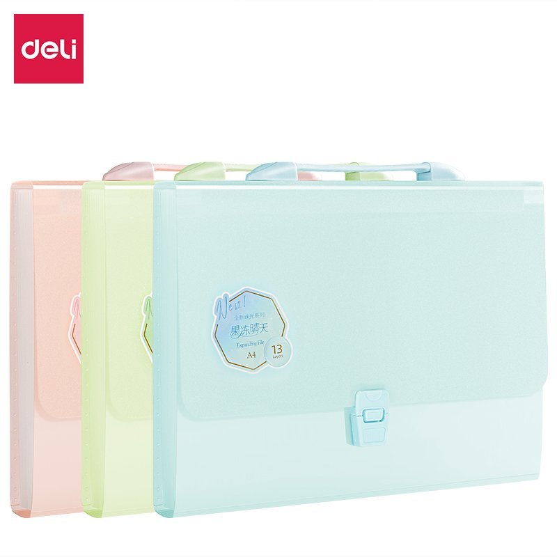 ديلي مصنف حقيبة 13 قسم - قياس A4 - مع مسكة - إغلاق بقفل - (زهر/أخضر/برتقالي/أزرق) - PM306