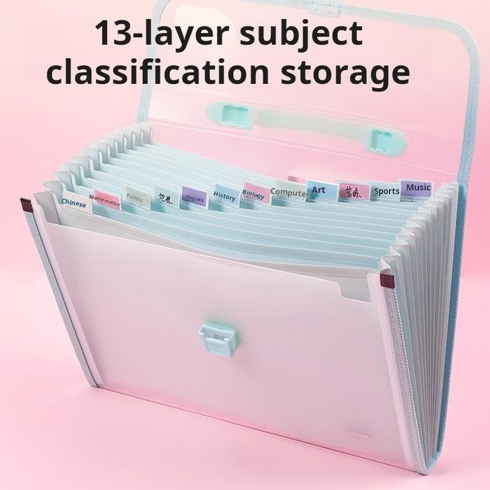 PM335 (6) ديلي مصنف حقيبة 13 قسم - قياس A4 - مع مسكة - إغلاق بقفل - ألوان مختلفة - PM335