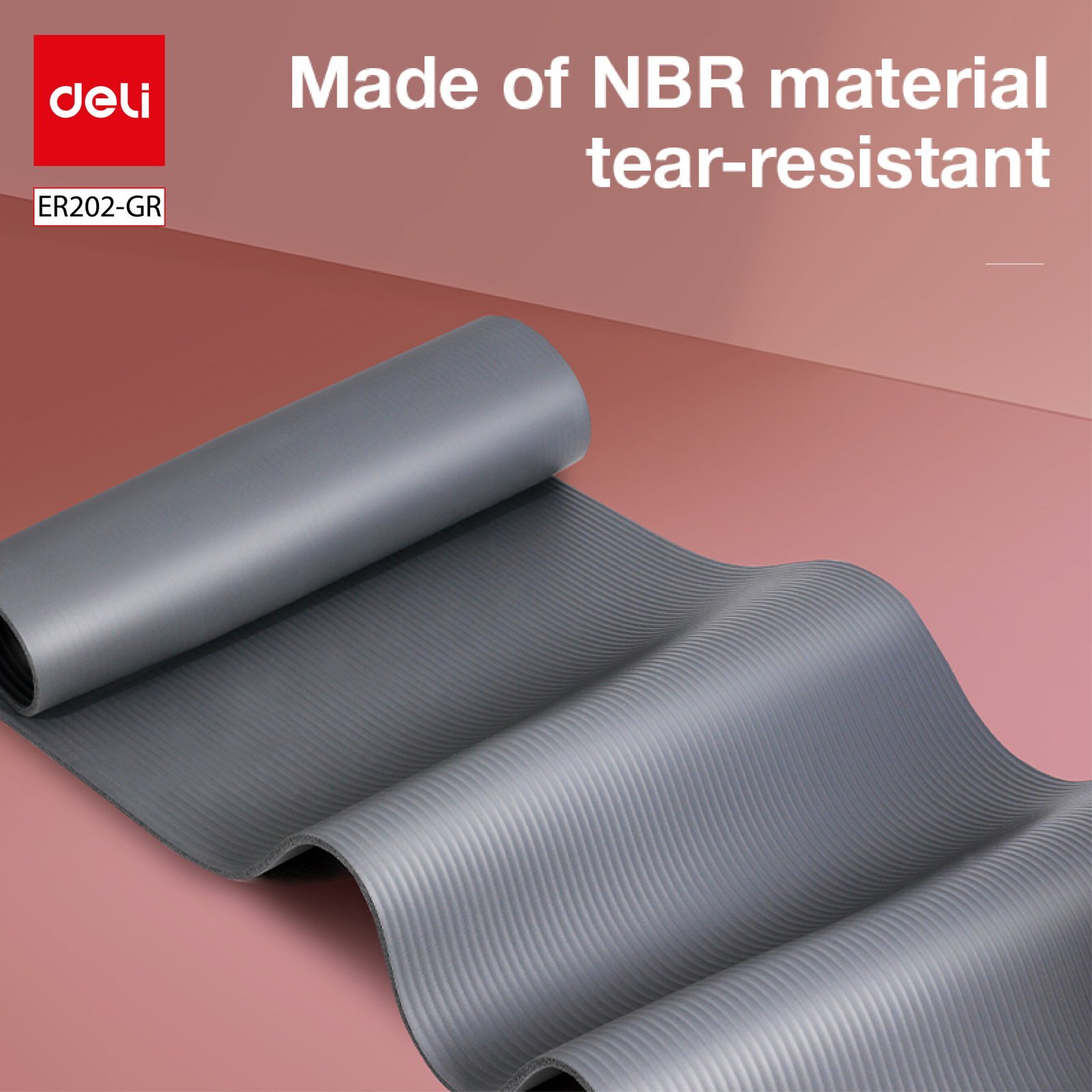 ديلي سجادة اليوجا - مضادة للانزلاق - ناعمة ومريحة مع خاصية امتصاص الصدمات - مقاس 181*61*1سم - رمادي - ER202-GR