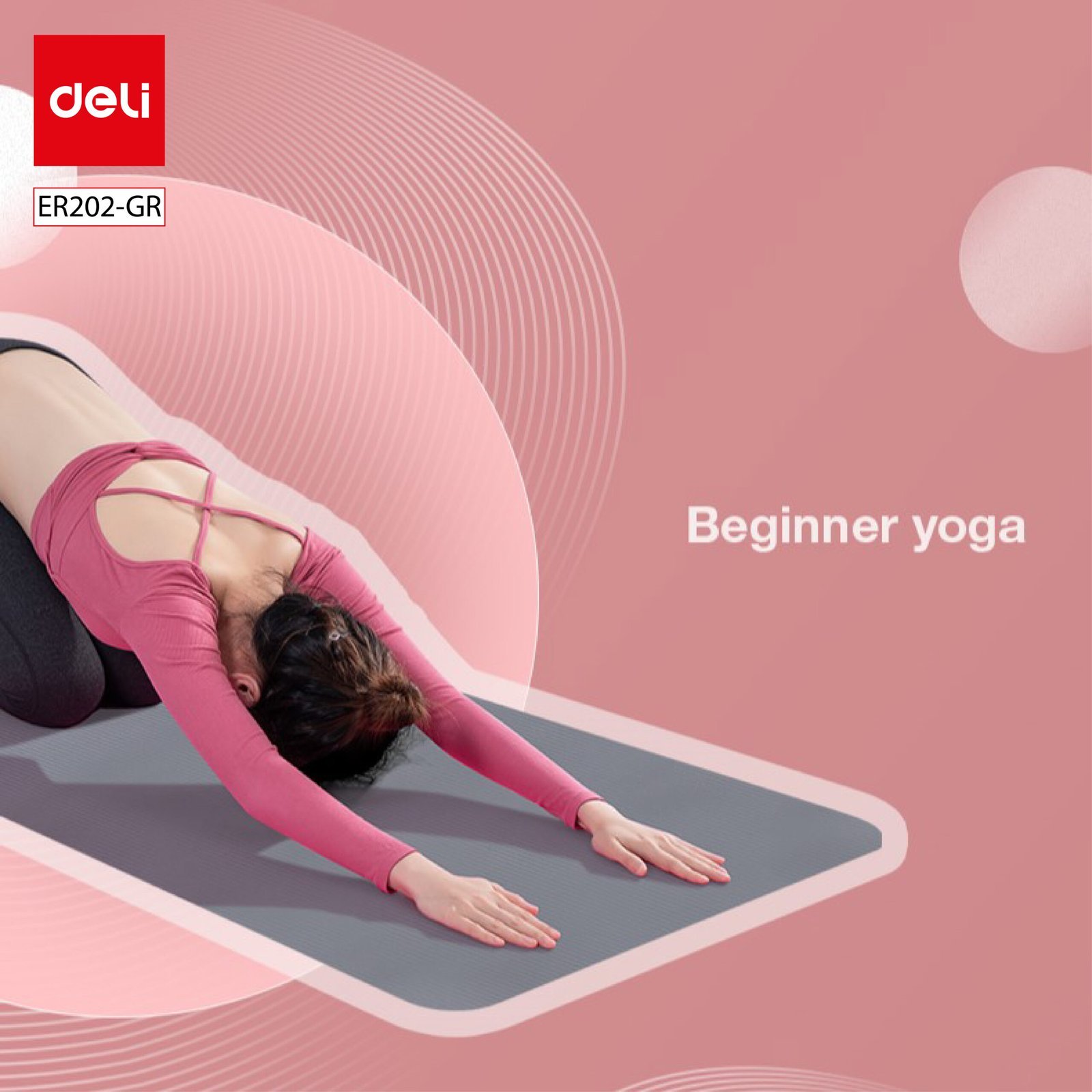 ديلي سجادة اليوجا - مضادة للانزلاق - ناعمة ومريحة مع خاصية امتصاص الصدمات - مقاس 181*61*1سم - رمادي - ER202-GR