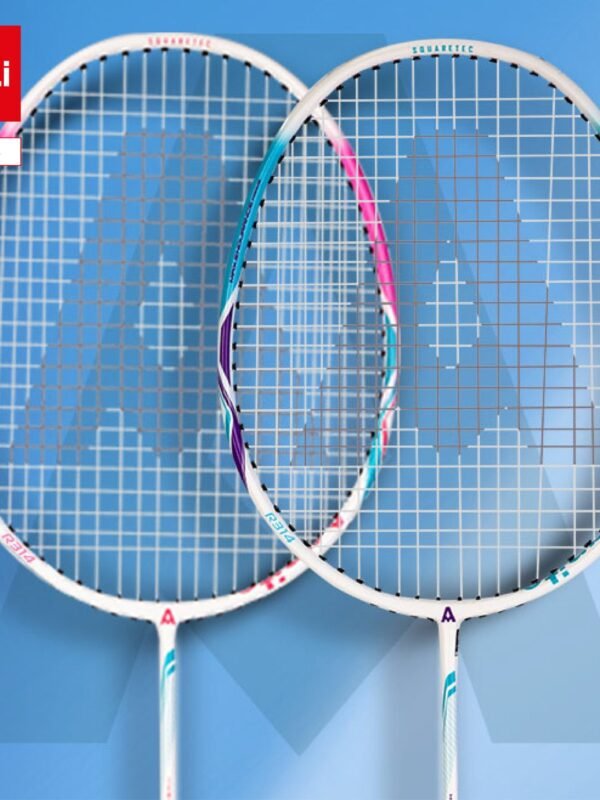 ديلي مضرب تنس الريشة - مجموعة 2 مضرب مع ملحقات - الألمنيوم + الكربون - الطول: 680 ملم - أزرق أبيض + زهر أبيض - ER314