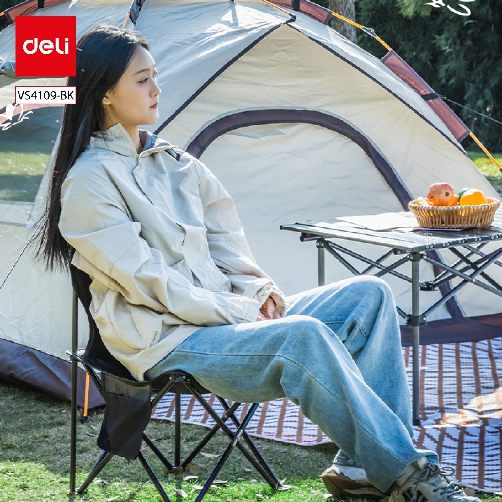 VS4109-BK (3) ديلي كرسي تخييم قابل للطي - حجم : 65*39*39 (سم) - أسود - VS4109-BK