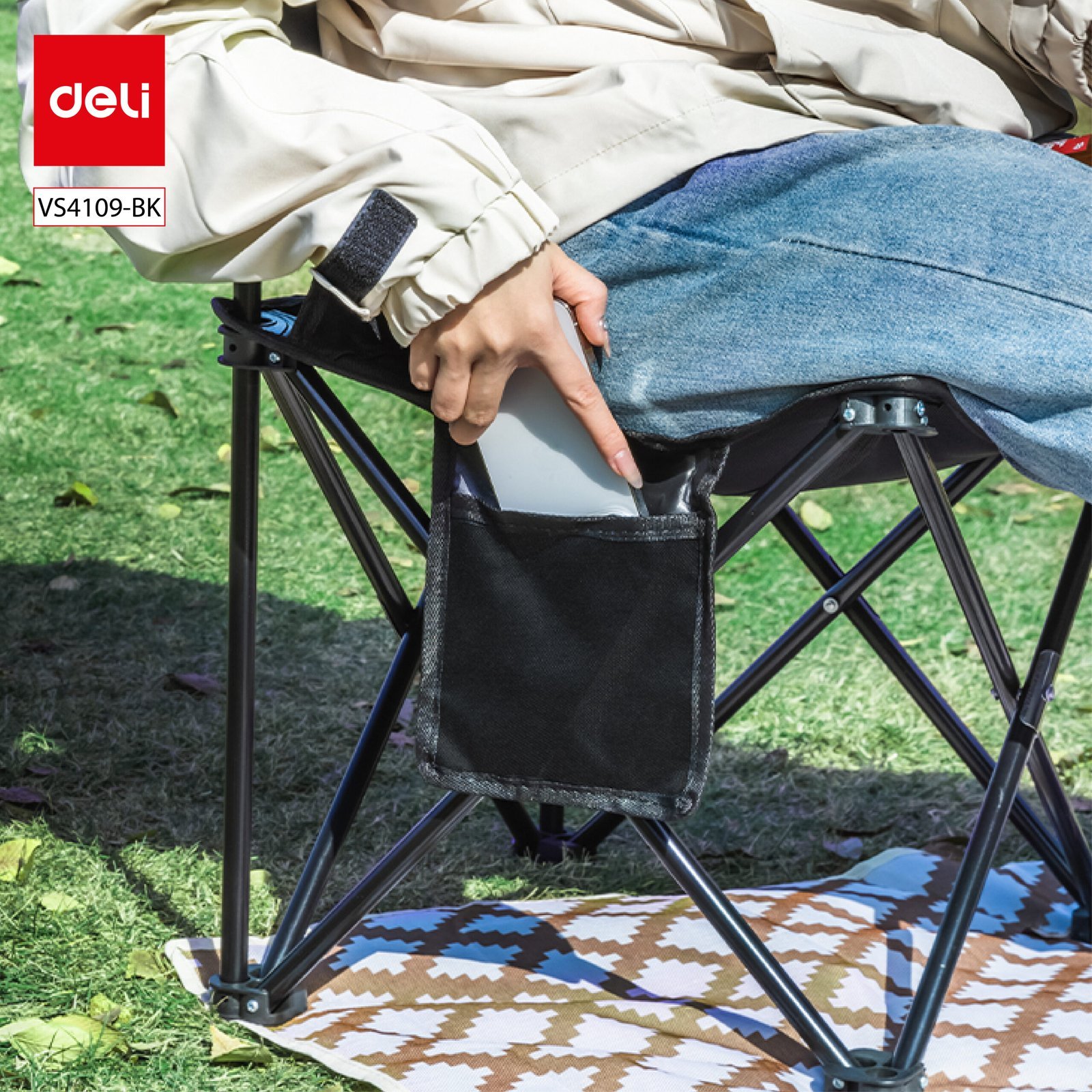 VS4109-BK (7) ديلي كرسي تخييم قابل للطي - حجم : 65*39*39 (سم) - أسود - VS4109-BK