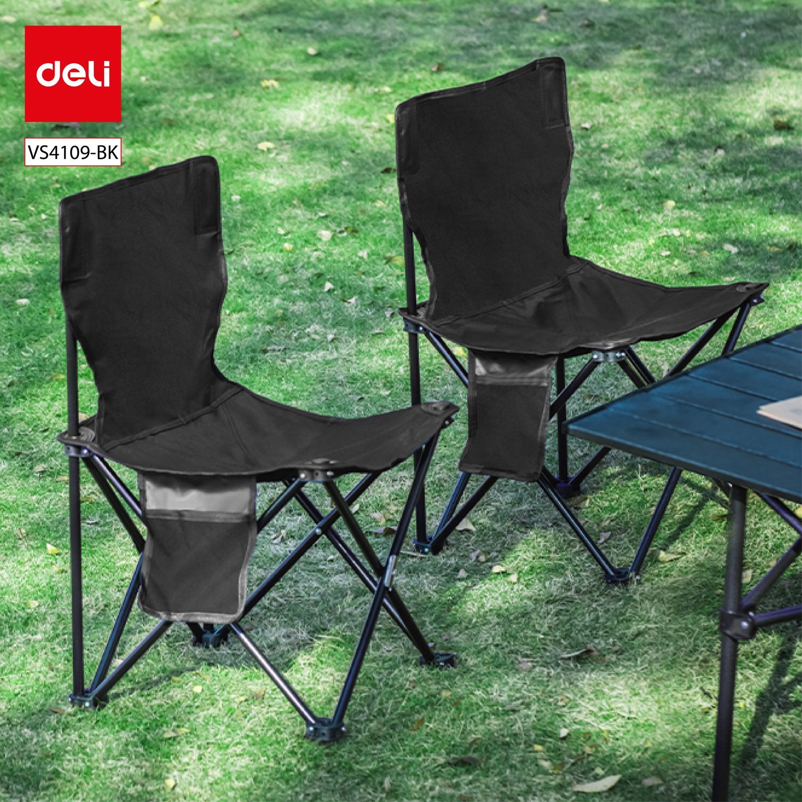 ديلي كرسي تخييم قابل للطي - حجم : 65*39*39 (سم) - أسود - VS4109-BK
