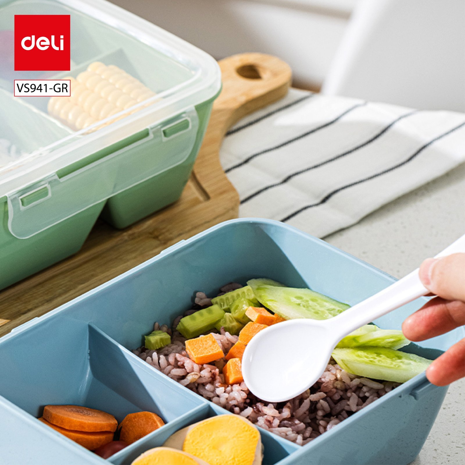 ديلي حافظة طعام بلاستيك - 19.5*14*7.2 سم - وردي/أزرق/أخضر - VS941
