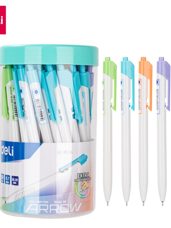 ديلي قلم حبر جاف كباس _ 0.7 مم _ بدن أبيض علاقة ألوان _أزرق _ EQ03236