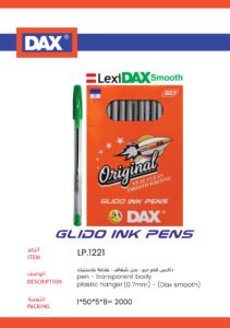 داكس قلم حبر جاف أخضر - بدن شفاف علاقة بلاستيك LP.1221