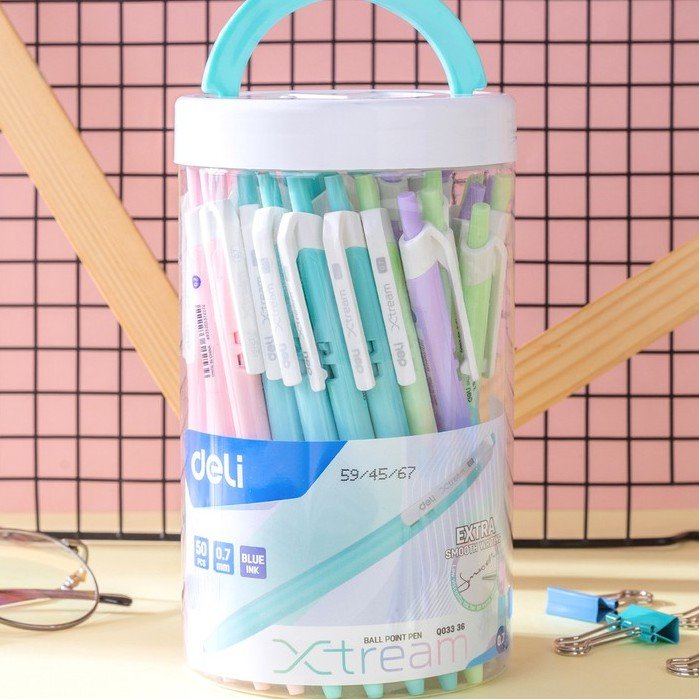 ديلي قلم حبر جاف كباس _ 0.7 مم _ بدن أبيض علاقة ألوان _أزرق _ EQ03236