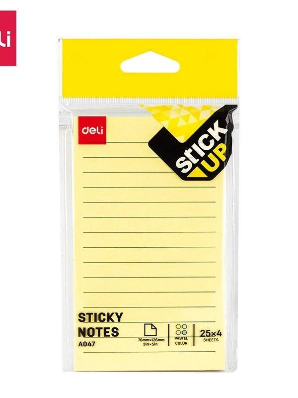 ديلي ورق ملاحظات طولي 76*126 مم - مسطر - 100 طبق - ملون - EA047