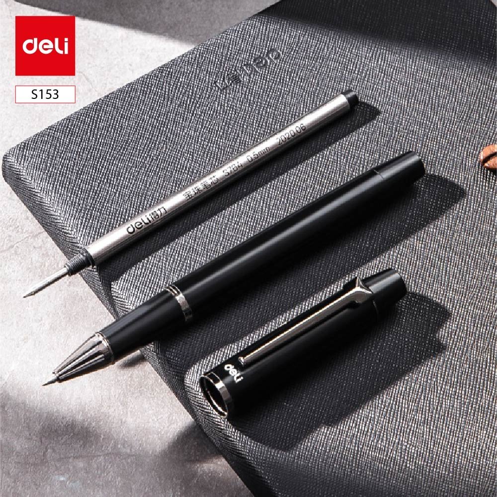ديلي قلم حبر جل 0.5 مم - أسود - بدن غامق علاقة معدن مع علبة هدية - S153