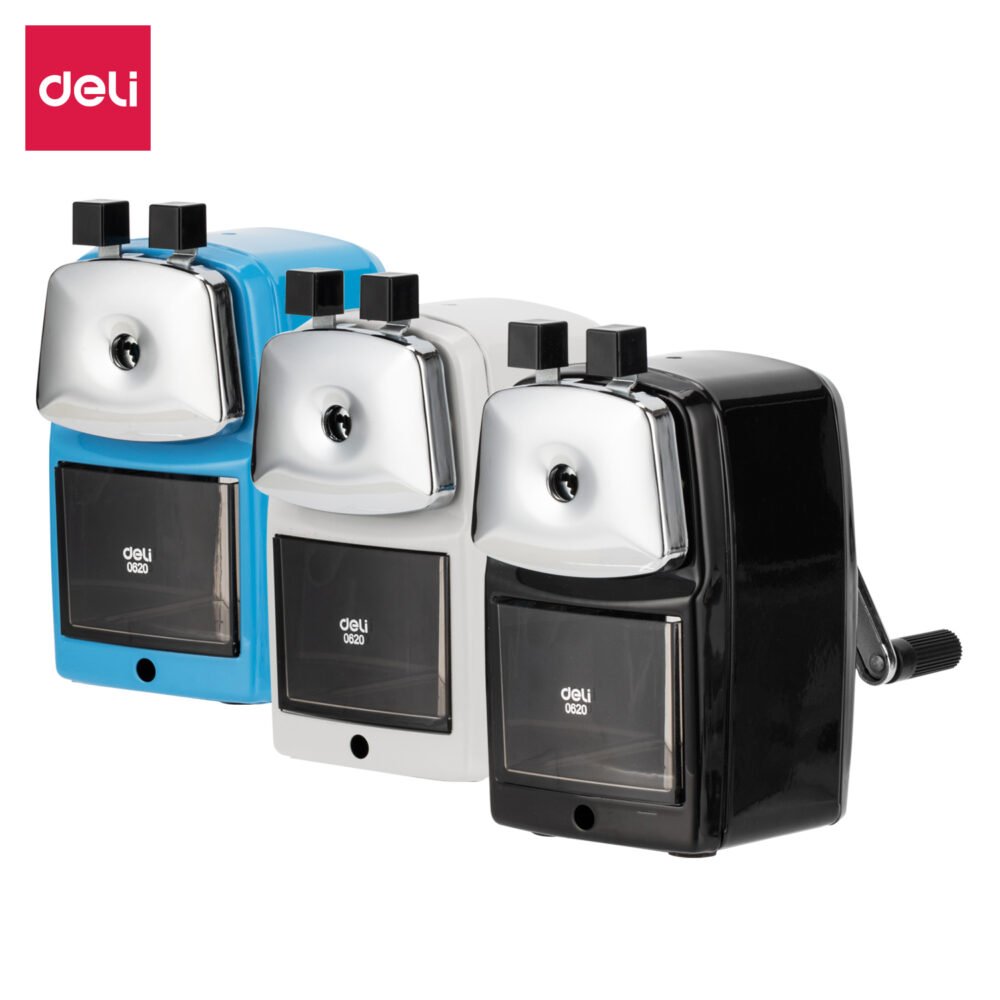 Deli-Rotary-Pencils-Sharpener-6921734906205 ديلي مبرأة مانويل معدنية - درج خزان - ألوان مختلفة - E0620S