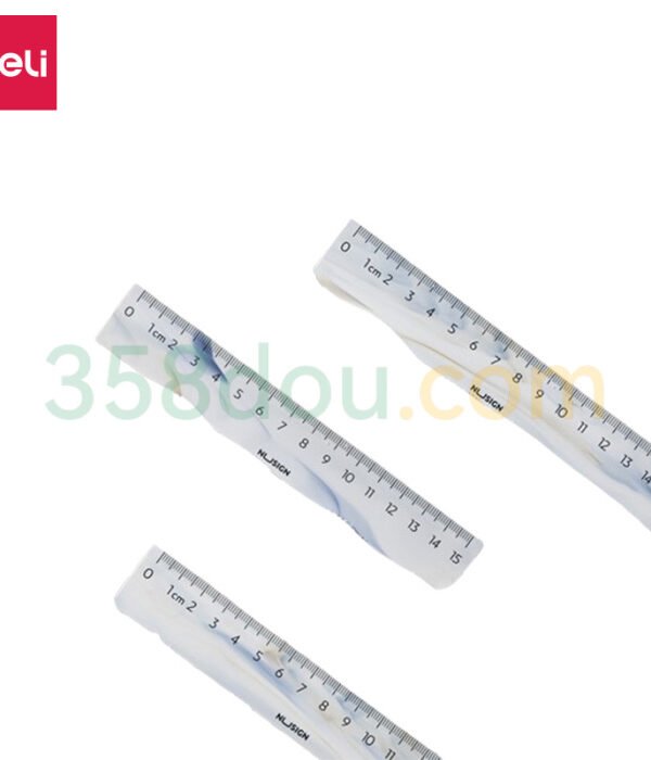 ديلي مسطرة بلاستيك - قياس 15 سم - أبيض/أسود/أخضر/خشبي - NS096C