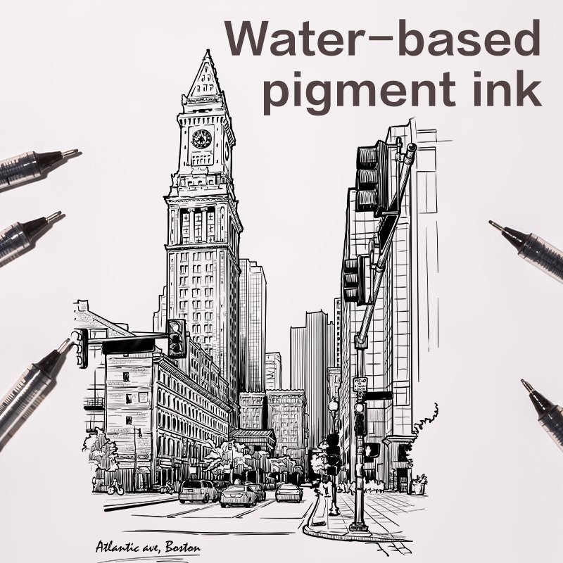 RM10-01 (6) ديلي قلم تحديد - رأس إبرة - أسود - RM10-01