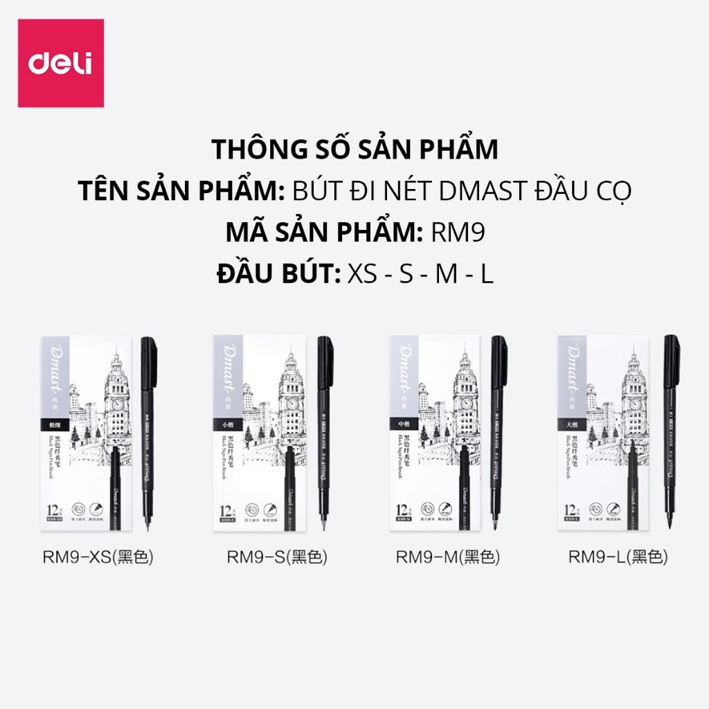 ديلي قلم تحديد - رأس فرشاة - أسود - RM9-XS