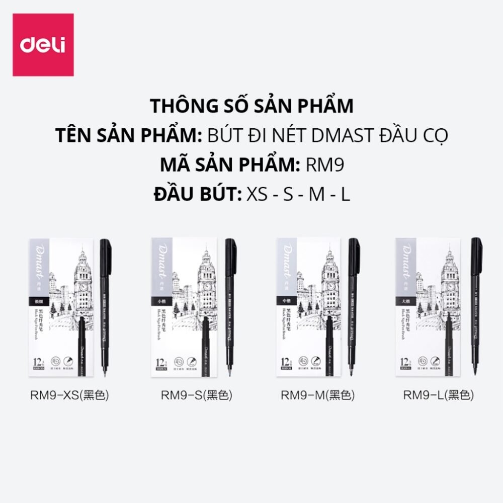 ديلي قلم تحديد - رأس فرشاة - أسود - RM9-S
