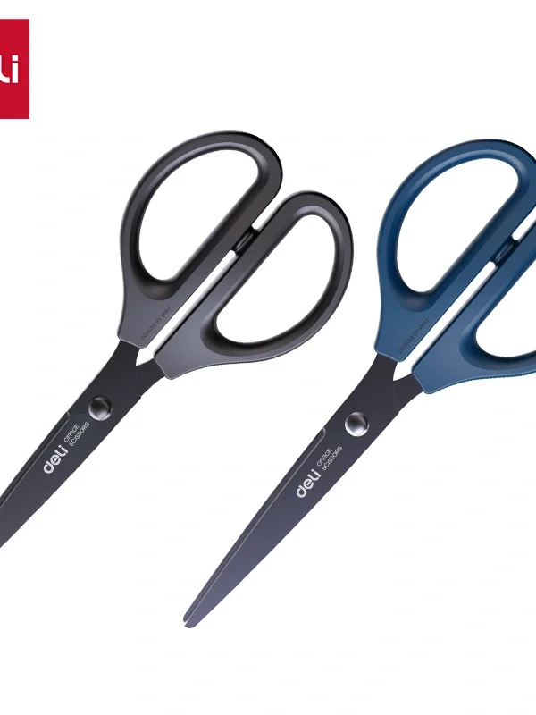 ديلي مقص معدن - مقبض بلاستيك مضغوط - 17 سم - بدن أسود - أسود،أزرق - E0603S