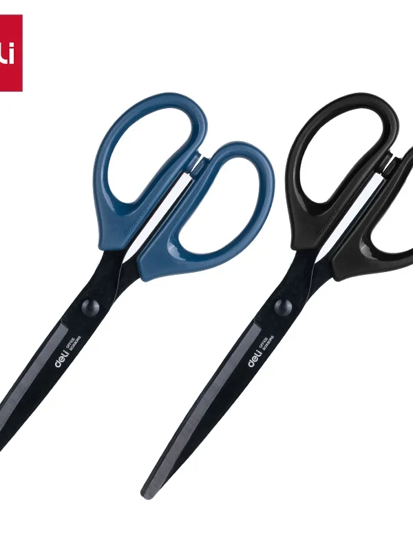 ديلي مقص معدن - مقبض بلاستيك مضغوط - طول 18 سم - بدن أسود - أسود،أزرق - E6009S