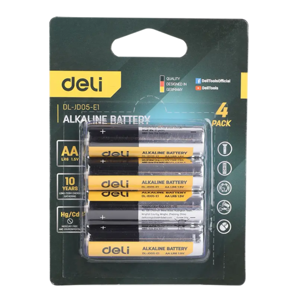 edl-jd05-e1-alkaline-battery ديلي بطارية AA(LR6) ألكالاين - 4 قطع - فضي و ذهبي - EDL-JD05-E1