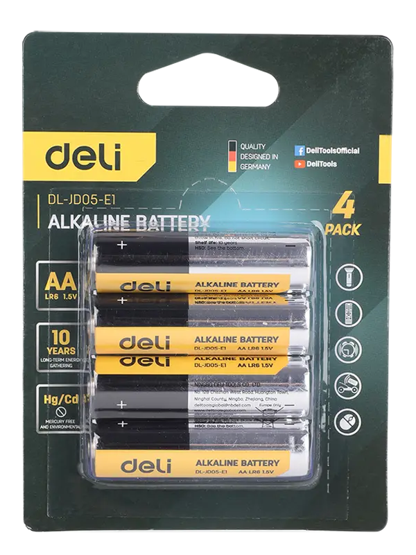 ديلي بطارية AA(LR6) ألكالاين - 4 قطع - فضي و ذهبي - EDL-JD05-E1