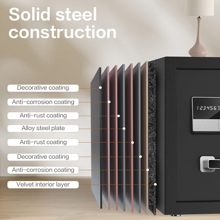 ديلي خزنة معدنية - حماية (أرقام + مفتاح) - 48*32*38 سم - أسود - ET620