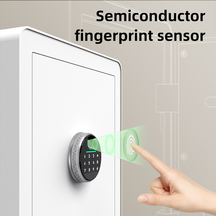 et633-fingerprint-safe-sensor ديلي خزنة معدنية - حماية (أرقام + مفتاح + بصمة) - 9.5 كغ - 25*25*35 سم - أبيض - ET633