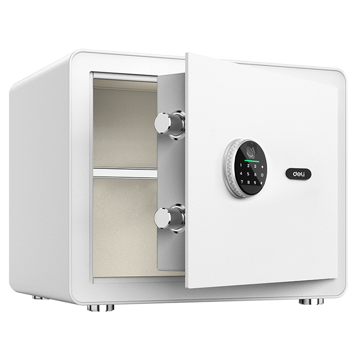 et633-fingerprint-safe-supply ديلي خزنة معدنية - حماية (أرقام + مفتاح + بصمة) - 9.5 كغ - 25*25*35 سم - أبيض - ET633