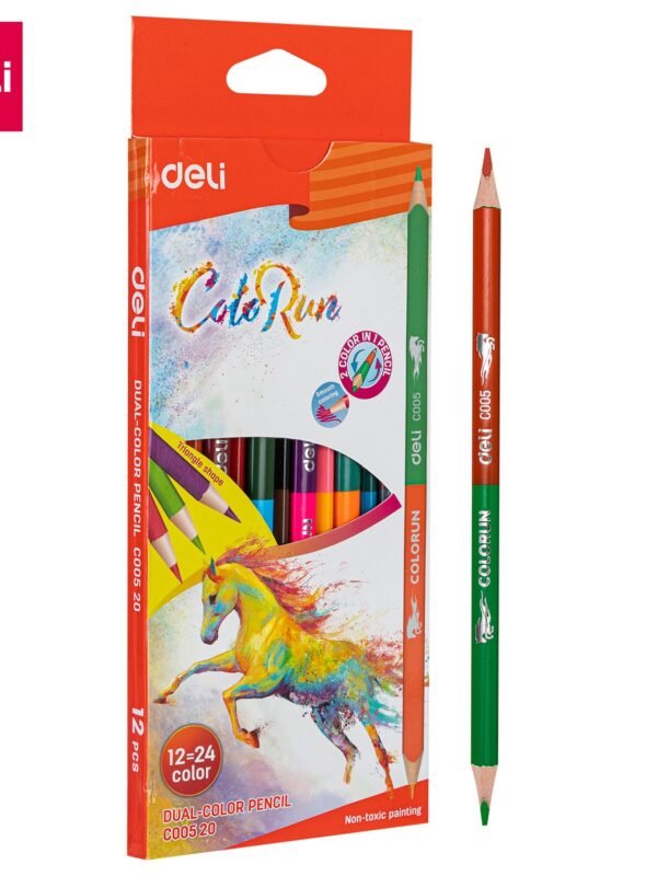 ديلي أقلام تلوين خشبي طويل - كالاران - مزدوج 12 قلم 24 لون EC00520