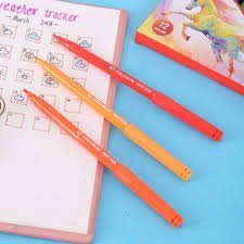 ديلي أقلام تلوين فلوماستر طويل رأس 1 مم - 12 لون EC10000