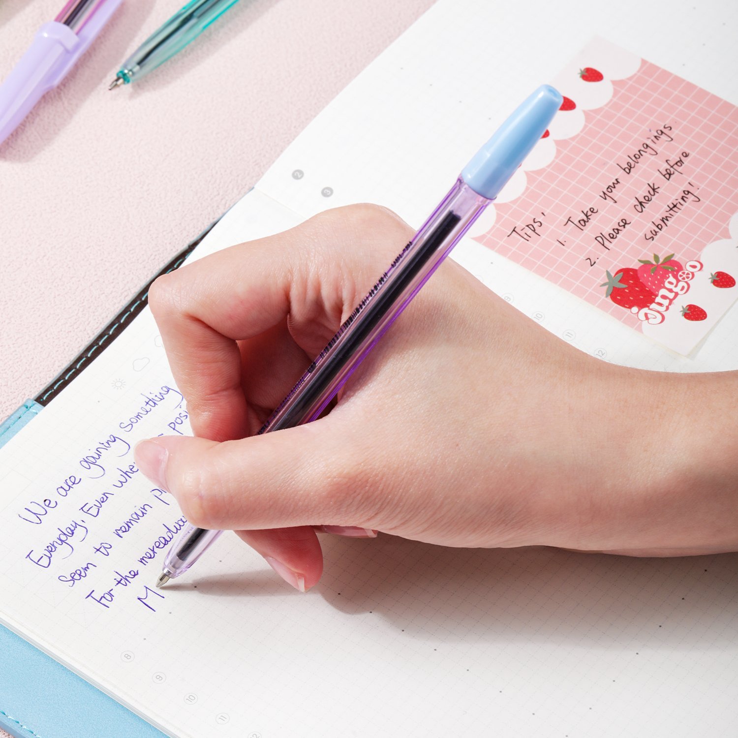 EQ6C-BL (2) ديلي قلم حبر جاف - بدن ملون 0.7mm - أزرق EQ6C-BL